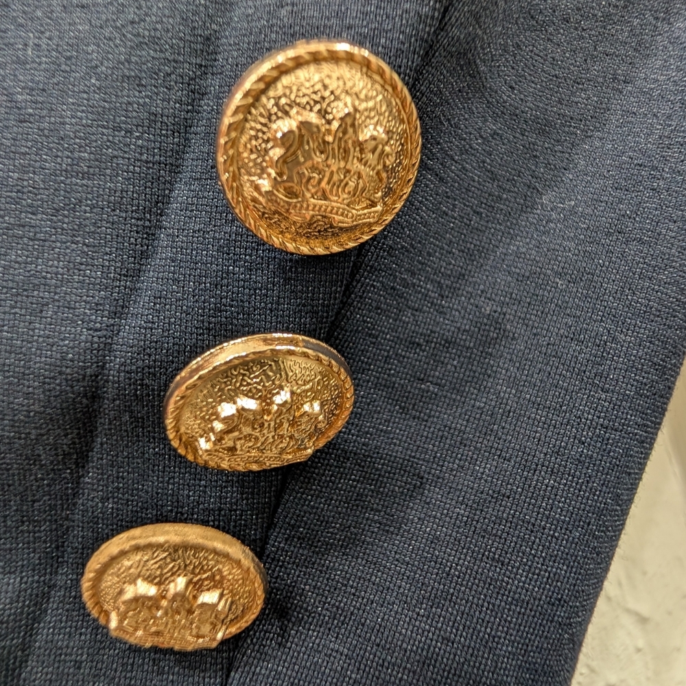 NWT Attitude Unknown Metallic Button Blazer Navy M - Picture 3 of 5